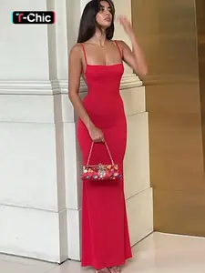 Women's Solid Knit Backless Cami Dress, Elegant Sleeveless Dress for Party Club Dating Evening Wear, Ladies Summer Clothes