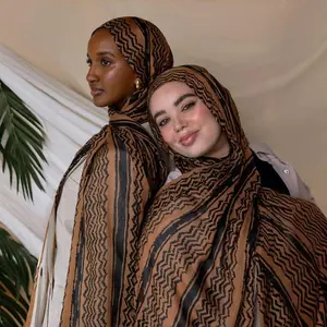 Casual Chic Style? (MH062 )Keffiyeh Striped Chiffon Hijab - Versatile and Stylish Design for Everyday Wear