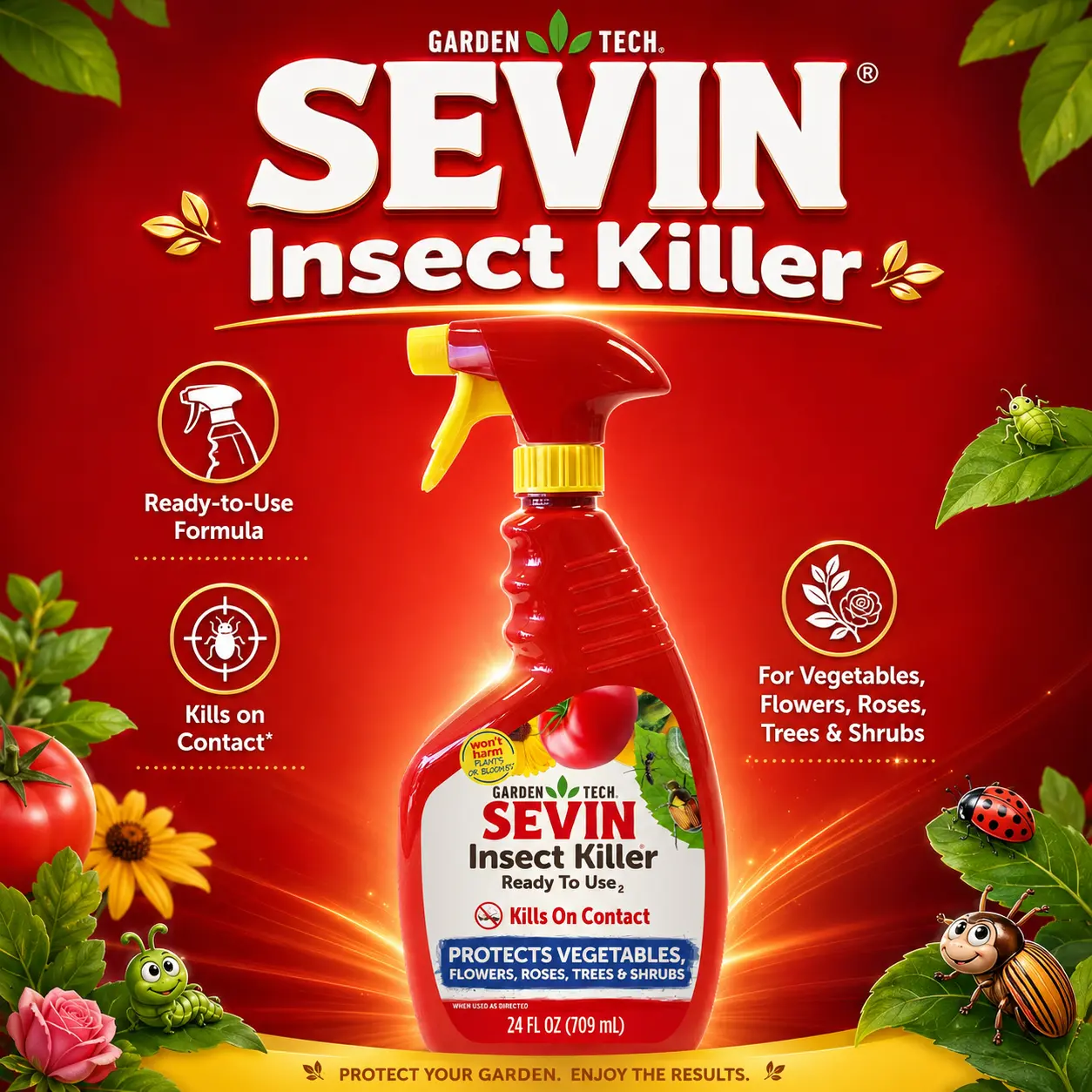 Sevin 100547232 Insect Killer Ready to Use 32 oz, White Label