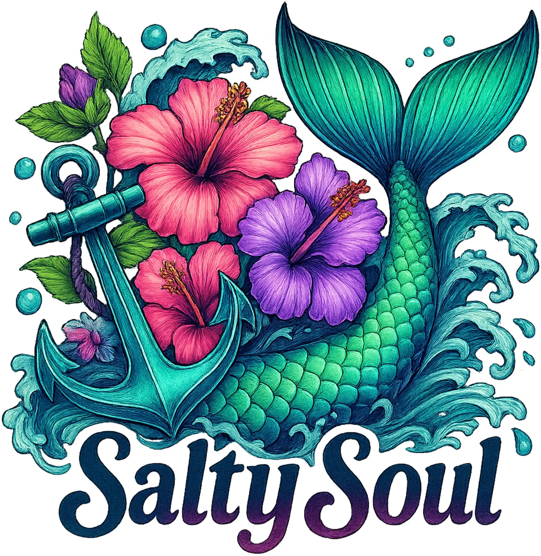 DTF Transfer – Salty Soul Multi Sizes (NA-SC001) Crafts Diy Flower Decor