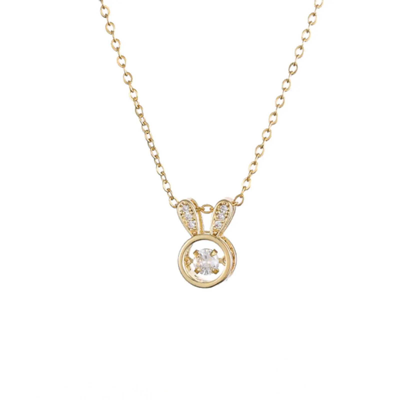 Little rabbit titanium steel zircon rotatable necklace for women gift daily commuting
