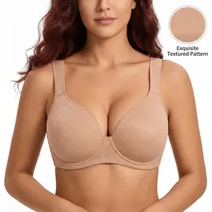 HSIA Joan Comfortzone Floral Print & Solid Soft Non-Padded T-Shirt Full Coverage Unlined Comfortable Underwire Plus Size Minimizer Bra Everyday Bra