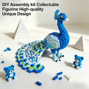 Peacock Feather Building Blocks Puzzle Decoration, Diy Building Model, Home Office Shelf Decor, Party Tabletop Display, Ideal Gift for Holidays