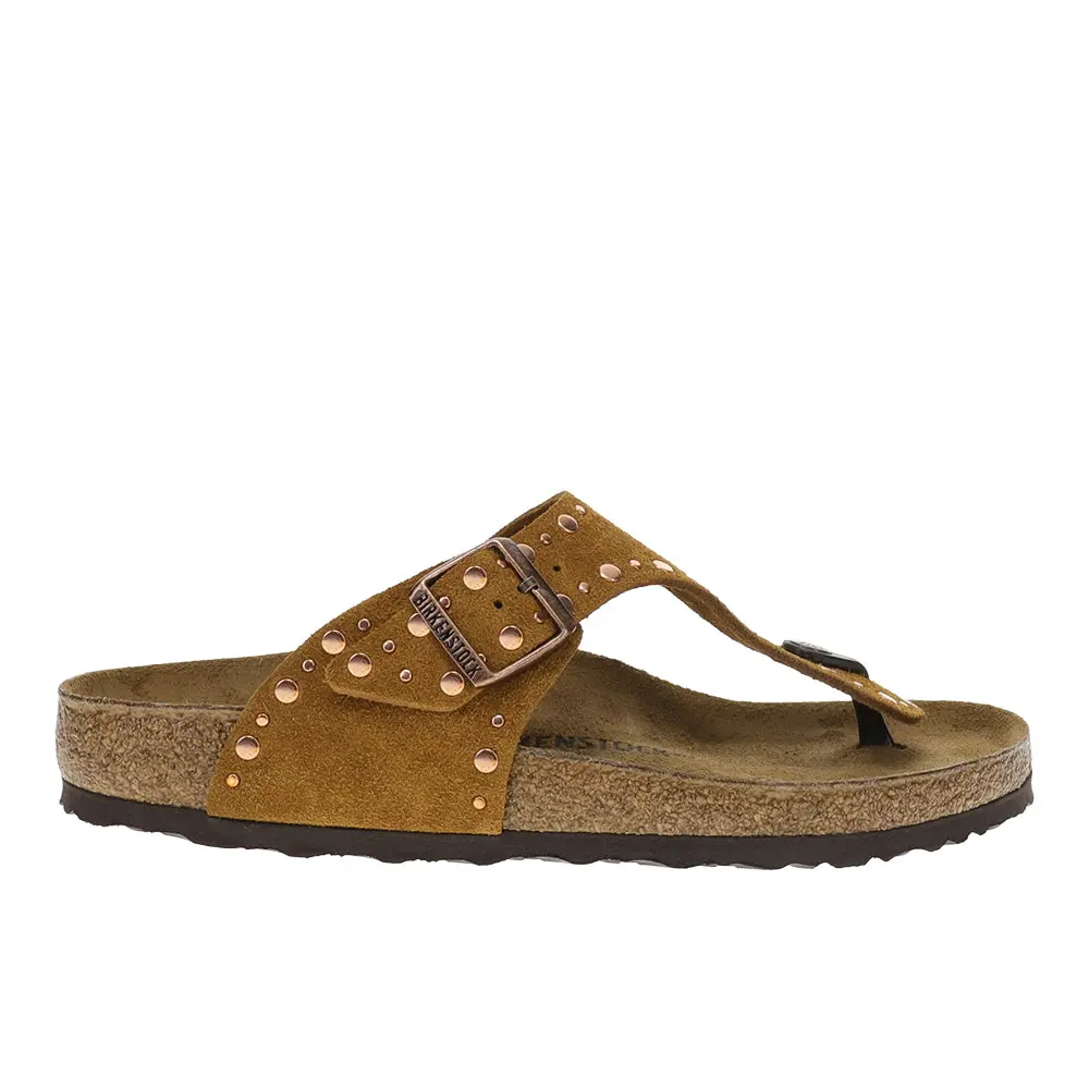BIRKENSTOCK Womens Gizeh Rivets Suede Casual Sandals Casual Low Heel 1-2" - Brown