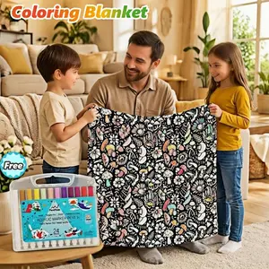 Color Your Own Blanket for father – Coloring Blanket，Personalized DIY Art Mat with Markers, Perfect Father’s Day Gift，Color-Your-Own Blanket for Kids & Adults - DIYInteractive Fuzzy Velvet Throw with 24 Acrylic Markers -Creative Art Blanket for Family Fun
