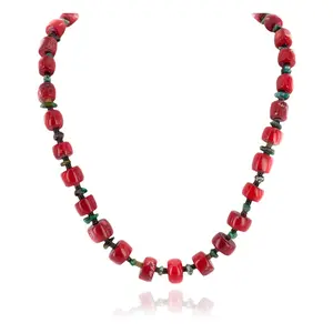 Certified Authentic Navajo .925 Sterling Silver Coral and Natural Turquoise Native American Necklace 15343-7