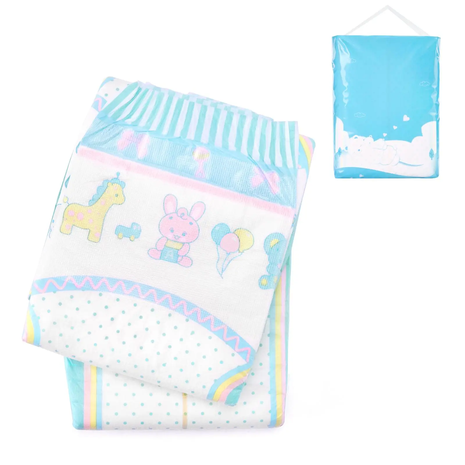 LITTLEFORBIG Adult Nighttime Diapers, High Absorbency, Printed Cloth-Back, Adjustable Tabs, Leak Guards, Baby Parade Design, 2-Pack