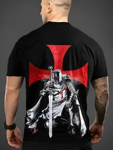 Men's Short Sleeve 3D Printed Fashion T-Shirt, Casual Slim Fit Top, All Seasons Wear, H-Type Silhouette, Washed Design, No Collar