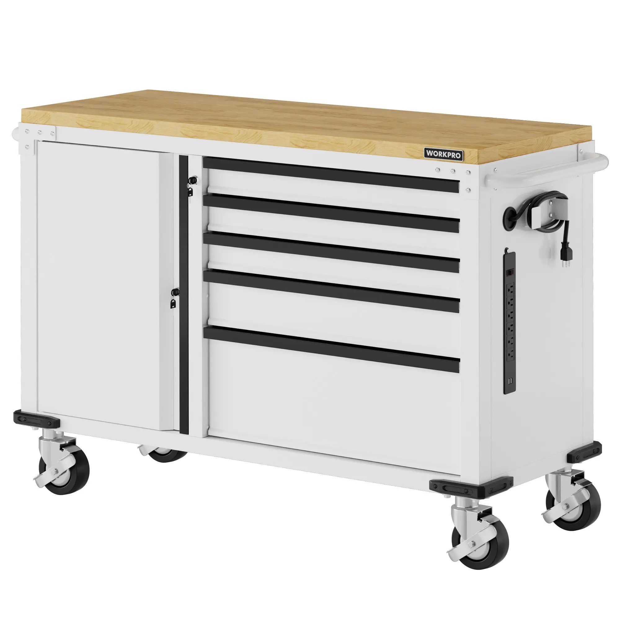 #summersale WORKPRO Drawer & 1-Door Rolling Tool Chest, Heavy Duty Tool Chest with Wheels, Power Strip, Locking System, Rolling Cabinet for Garage, Home & Kitchen, 1000 lbs Capacity