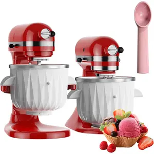 Ice cream attachment for kitchenaid 2 quart frozen ice cream sorbet gelato maker for kitchenaid ice cream maker attachment compatible 45 qt and larger stand mixers with ice cream scoop