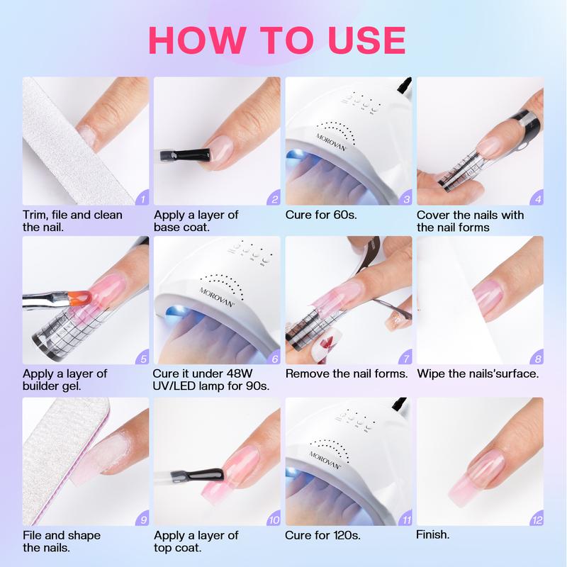 Beginner Poly Gel Nail Kit: 15/8 Colors & UV Lamp | Complete DIY Nail Art Set for Home Use | Perfect for Women & Girls