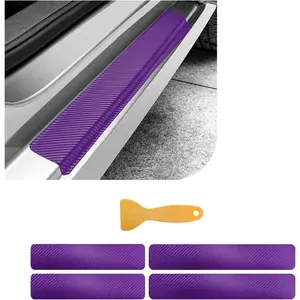 car stuff4 PCS Car Door Sill Protector, 3D Carbon Fiber Auto Door Entry Edge Guard Protection Trim, Anti-Scratch Threshold Cover Strips, Sill Protection St