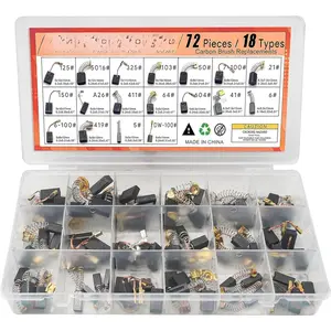 Electric  Carbon Brushes for Power Tools Repair Maintenance, Set of 72 count in 18 Different Sizes for Angle Grinders, Electric Hammer Drills, Circular Saws