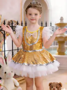 Gold Sequin Princess Tutu Dress for Girls - Sparkly Ballerina Costume