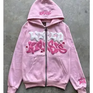 Vintage Star Letter Print Zipper Hoodie Unisex Spring Autumn Lazy Fashion Brand Cardigan Jacket