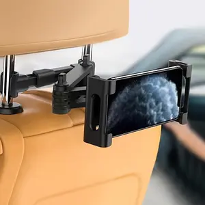 Seat back cushion, extendable and rotatable tablet holder, portable phone holder