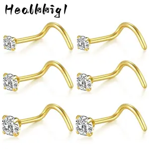 6pcs Hypoallergenic Nose Rings | 20g Nose Studs, Screwless Piercing, class opal bracelets cute earring screw back jewelry obsessed forever shiny marble pattern hair clip tiktokshopspringglowup