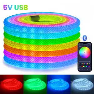 360 Degree Glow Net Rope Light, APP Control, Music Sync LED Strip, DIY Design, USB Powered Flexible LED Lights for Game Room Living Room Bedroom Wall Decor, Rgb Led Lights