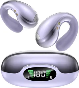 Wireless Bluetooth earphones, clip-on sports earphones， noise cancelling headphone ， HD Sound, Long Battery Life, iOS and Android, Ideal for running, cycling, working out, office use, commuting and travelling Purple