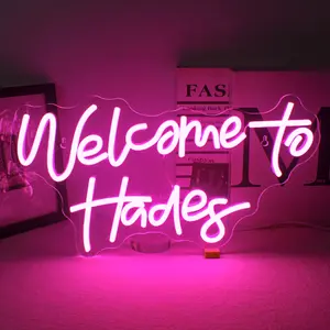 USB Powered Neon Sign, Welcome To Hades Letter Design Neon Light, Decorative LED Neon Sign for Bar, Shop, Cafe, Restaurant, Show Window Wall Hanging