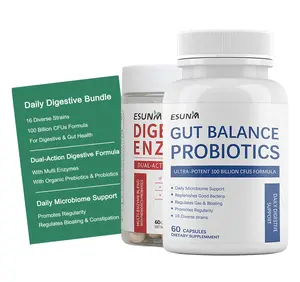 Esunm Value Gut Health Bundle - Digestive Enzyme 60ct & Probiotics 60ct 100 Billion CFU 16 Strains for Gut Balance Digestive Health Natural Relief for Constipation Bloating Healthcare Fitness