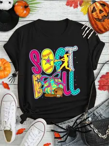 100% Cotton Softball Coquette Bow Game Day Softball Vibes Women Girls T-Shirt Print Round Neck Short Sleeve Streetwear Fashion Breathable Homme Soft Unisex Designer Clothes For Women Casual Clothes