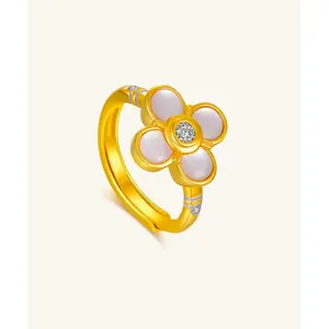 24K Gold Four Leaf Clover Ring