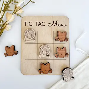 Cat Tic-Tac-Toe Game + Mini Tic-Tac-Toe Board + Collectible + Family Night