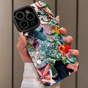 Fish Pattern Phone Case, Decorative Cellphone Protector Cover, Phone Accessories Compatible with iPhone 11 12 13 14 15 16 Pro Max/Pro/Plus, Casing