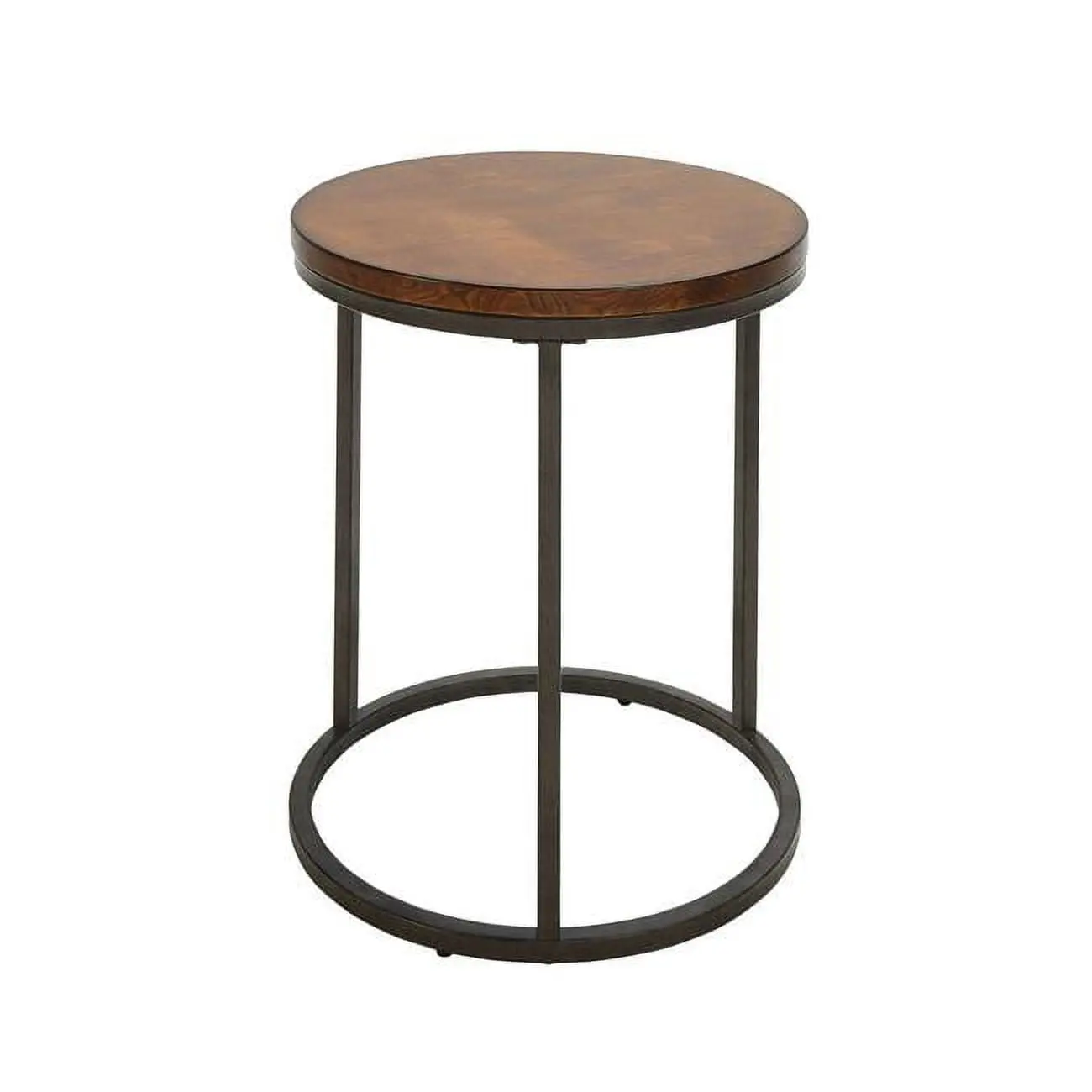 Carolina Cottage TT1818WT-CHEIND Orson Round Thick Top Drum Accent Side Table - Chestnut & Industrial, 26" h x 18" w x 18" l, 14 lbs, Assembly Required