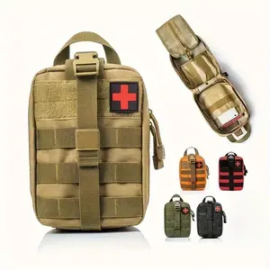 Outdoor portable sports waist bag, tactical survival tool bag - car travel bag, medicine organizer bag, with detachable back accessory bag, various external combination hook design, multi-functional Molle bag, multi-compartment travel bag, adjustable shou