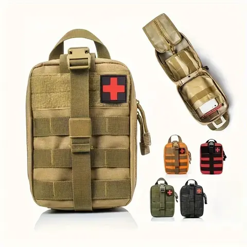 Durable Outdoor Hiking Tactical Sports Waist Bag - Multi-Hook External Combination Design, Detachable Back Accessory Pouch, Medicine Organizer, Adjustable Strap, Molle Survival Tool Carrier for Car Travel