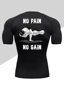 Men's Dragon Print Compression T-Shirt, Quick-Dry Breathable Stretch Fabric, Tight-Fitting Short Sleeve Athletic Top for Fitness and Outdoor Activities