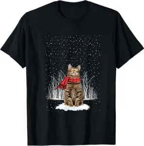 Cool Cute Cat in Snow Winter T-Shirt
