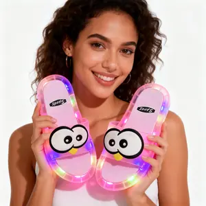 BIQIHERE LED Light Up Slippers for Women, Colorful Glowing Luminous Slip-On Shoes, Soft and Comfortable Summer Footwear, Trendy Women's Slippers Ideal for Night Out, Parties, Vacations and Daily Outdoor Wear Tsinelas