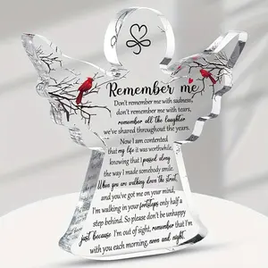 Angel Cardinal Acrylic Memorial Gift, Bereavement Sympathy Table Decor, Decorative Plaque, Grieving Gift for Loss of Loved One, Classic Cardinal Design