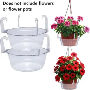 8 Inch Plant Saucer Drip Tray, Transparent Thick Plastic Water Catcher for Hanging Baskets & Potted Plants, Crack-Resistant Round Planter Base for Indoor Outdoor Garden Use