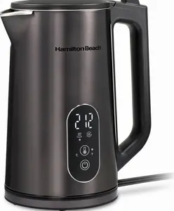 Hamilton Beach Digital Temperature Control Electric Tea Kettle, Hot Water Boiler & Heater 1.7L, 5 Preset Modes + Keep Warm, Fast Boil 1500 Watts, BPA Free, Double Wall Construction, Black