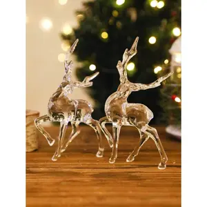 1Pc Elegant Crystal Reindeer Decoration, Clear Acrylic Holiday Figurine, Festive Ornament For Home Decor, Winter Wonderland Display, Perfect Gift Birthday Gifts Graduation Christmas Decorations Room Decor Christmas