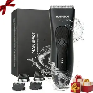 Manspot 4 in 1 Electric Bodyand Hair Shaver - Groin Hair Trimmer, Ball Trimmer for Men with Replaceable Ceramic Blade Heads, USB Recharge, 90 Minutes Shaving,Waterproof, Safe & Gentle Trimming, Quick Gifts
