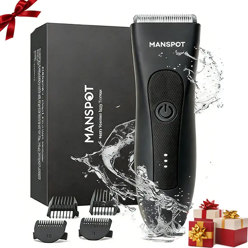 Manspot 4 in 1 Electric Bodyand Hair Shaver - Groin Hair Trimmer, Ball Trimmer for Men with Replaceable Ceramic Blade Heads, USB Recharge, 90 Minutes Shaving,Waterproof, Safe & Gentle Trimming, Quick Gifts