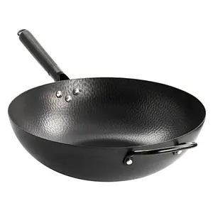Gibson Home Hammered 13" Heavy Gauge Carbon Steel Wok in Black