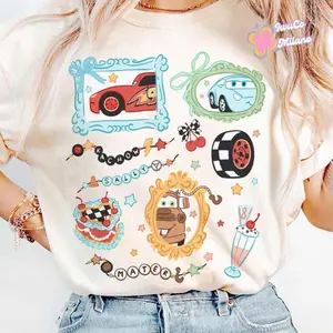 Youth & Adult Coquette Bow Bracelet Cars Shirt, Magic Kingdom Shirt, Magical World, Lightning McQueennnnn Mater Doc Hudson Sally Carrera Birthday Cars Family Shirt, BMTT2706
