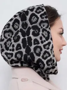 Warm Up Your Look with Leopard Print Double-Layer Fleece Buttoned Hat for Autumn Winter