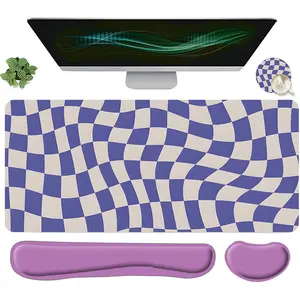 Checkered Pattern Mouse Pad Set, Including Mouse Pad, Keyboard Wrist Rest, Ergonomic Mouse Pad & Coaster, Office Accessories Set for Home Office Gaming, Gaming Mouse Pads