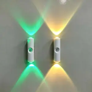 2-Pack RGB Motion Sensor Wall Sconce - Rechargeable Magnetic LED-Powered Hands-Free Plastic Wall Spotlights, Cordless Up-and-Down Atmosphere Lamp, Stick-On Color-Changing Light for Bedroom, Gaming Room, Hands-Free Wall Spotlights