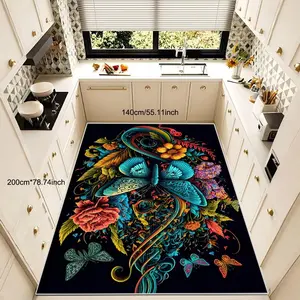 Floral & Butterfly Pattern Kitchen Mat, 1 Count Non-slip Kitchen Rug, Rectangle Home Decor Floor Mat for Kitchen Living Room Bedroom