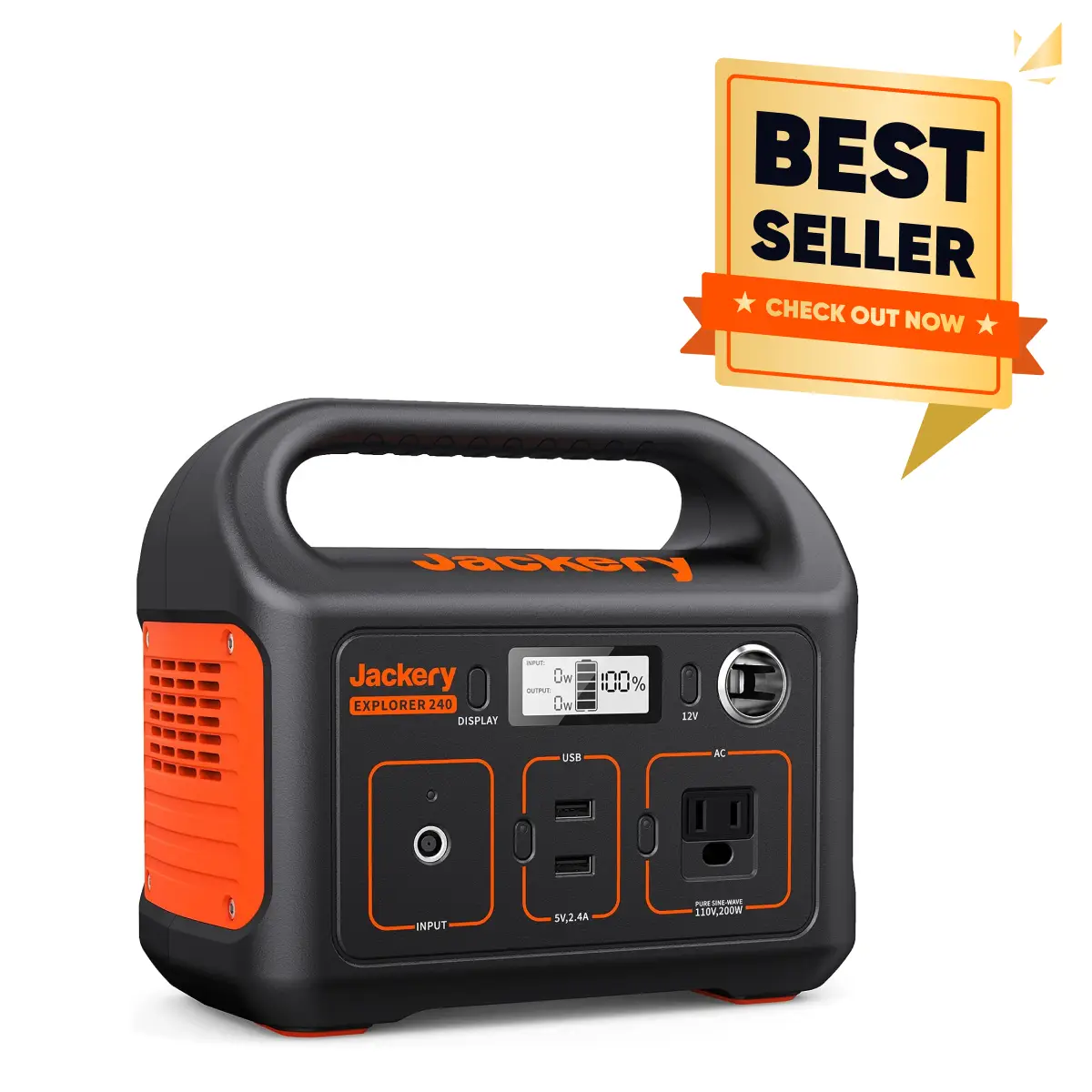 Jackery Portable PowerStation Explorer 240 Green Power Supply, 240Wh Backup Lithium Battery, 110V/200W Pure Sine Wave AC Outlet, Solar Generator (Sola