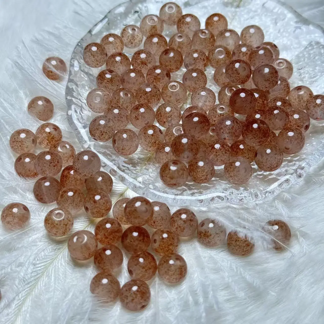 【A167】8mm Transparent Brown Glass Beads 75ml