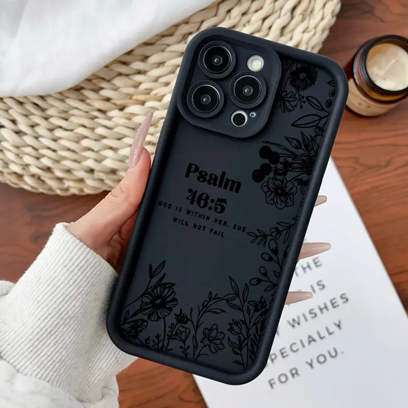 Designed for iPhone11/12/13/14/15/16/promax/x/xs/xr/xsmax CaseFloral Bible Verse Soft Durable TPU Protective Cover CASE, Accessories, Smartphone, Cellphone